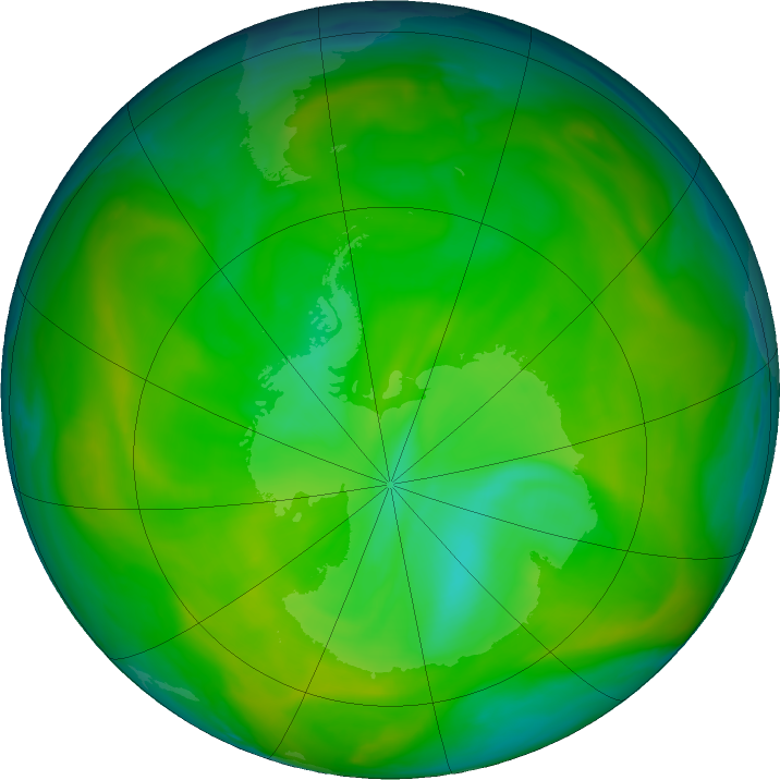 Antarctic ozone map for 30 November 2019